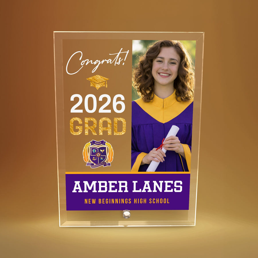 New Beginnings High School Glass Plaque Design 4