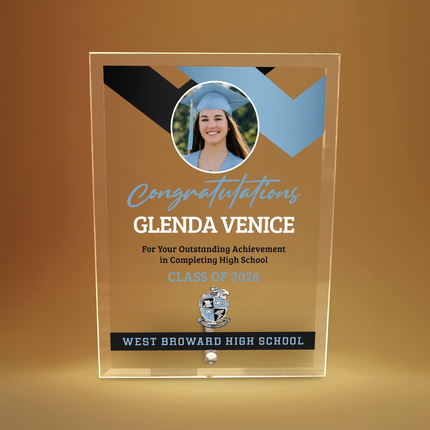 West Broward High School Glass Plaque Design 1
