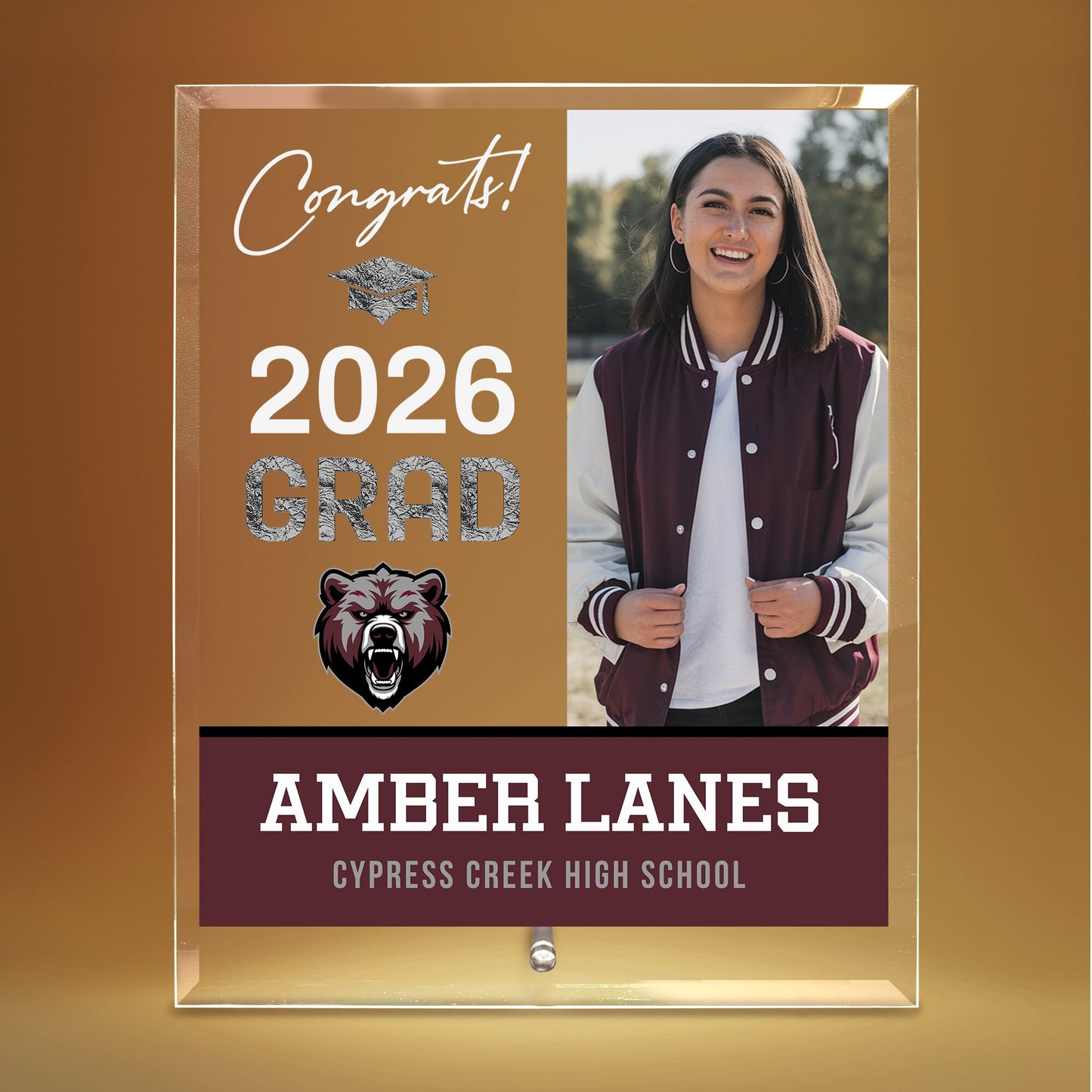 Cypress Creek High School Glass Plaque Design 4