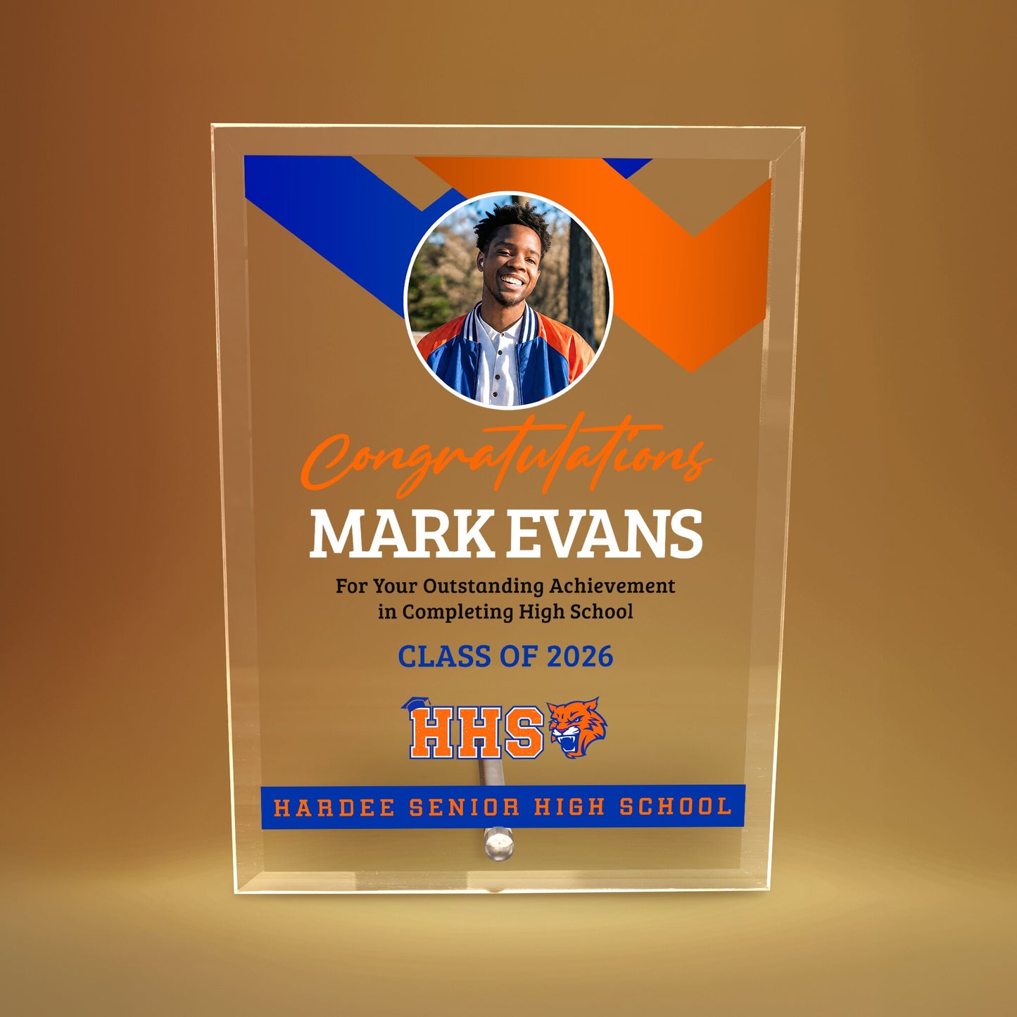 Hardee Senior High School Glass Plaque Design 1