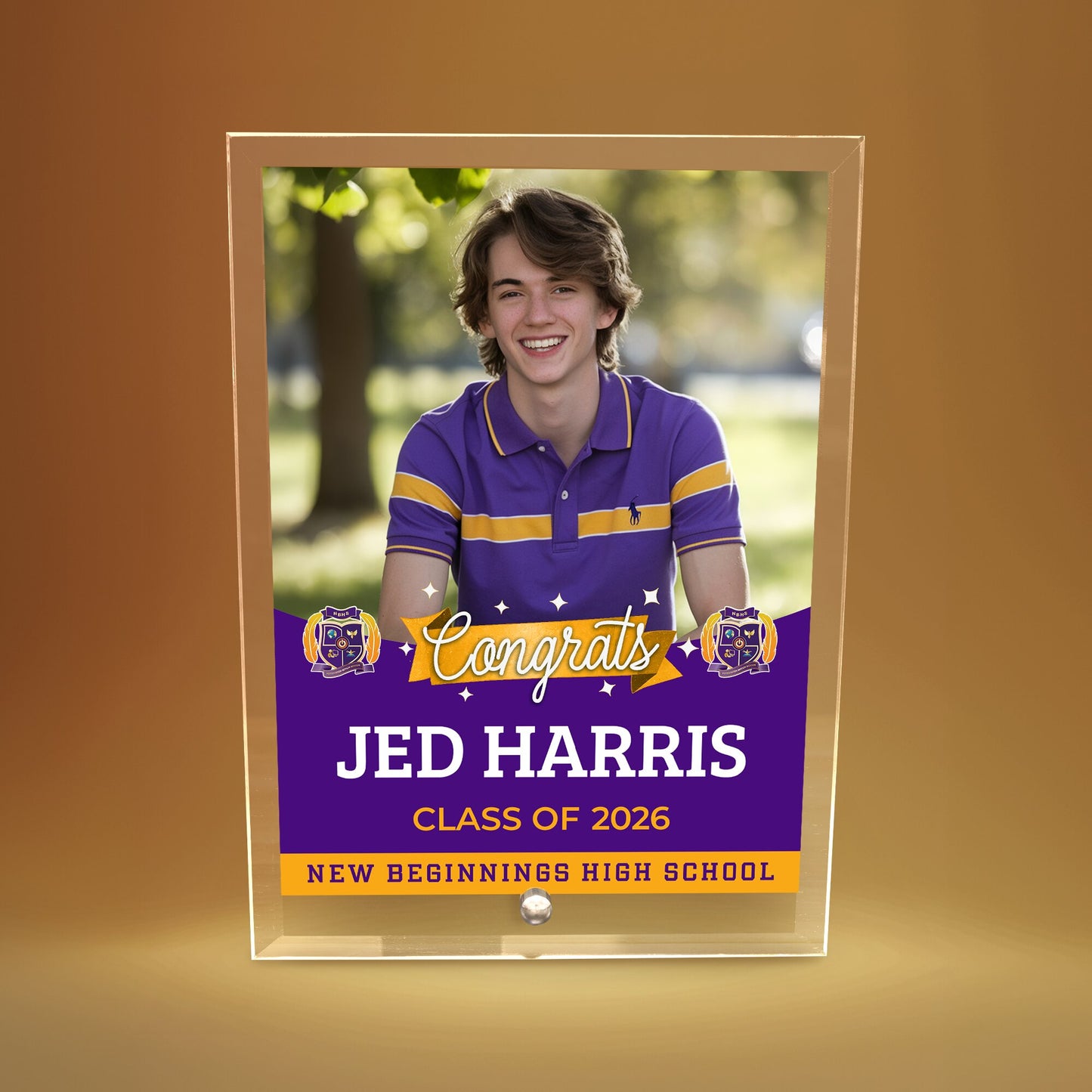 New Beginnings High School Glass Plaque Design 6