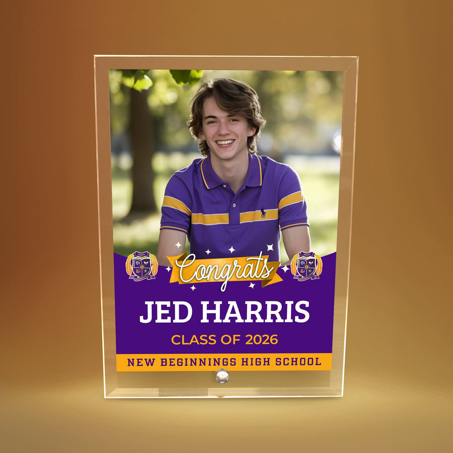 New Beginnings High School Glass Plaque Design 6