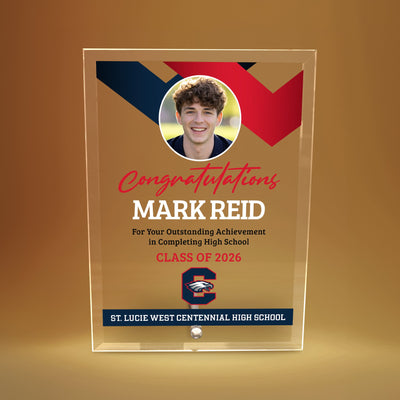 St. Lucie West Centennial High School Glass Plaque Design 1