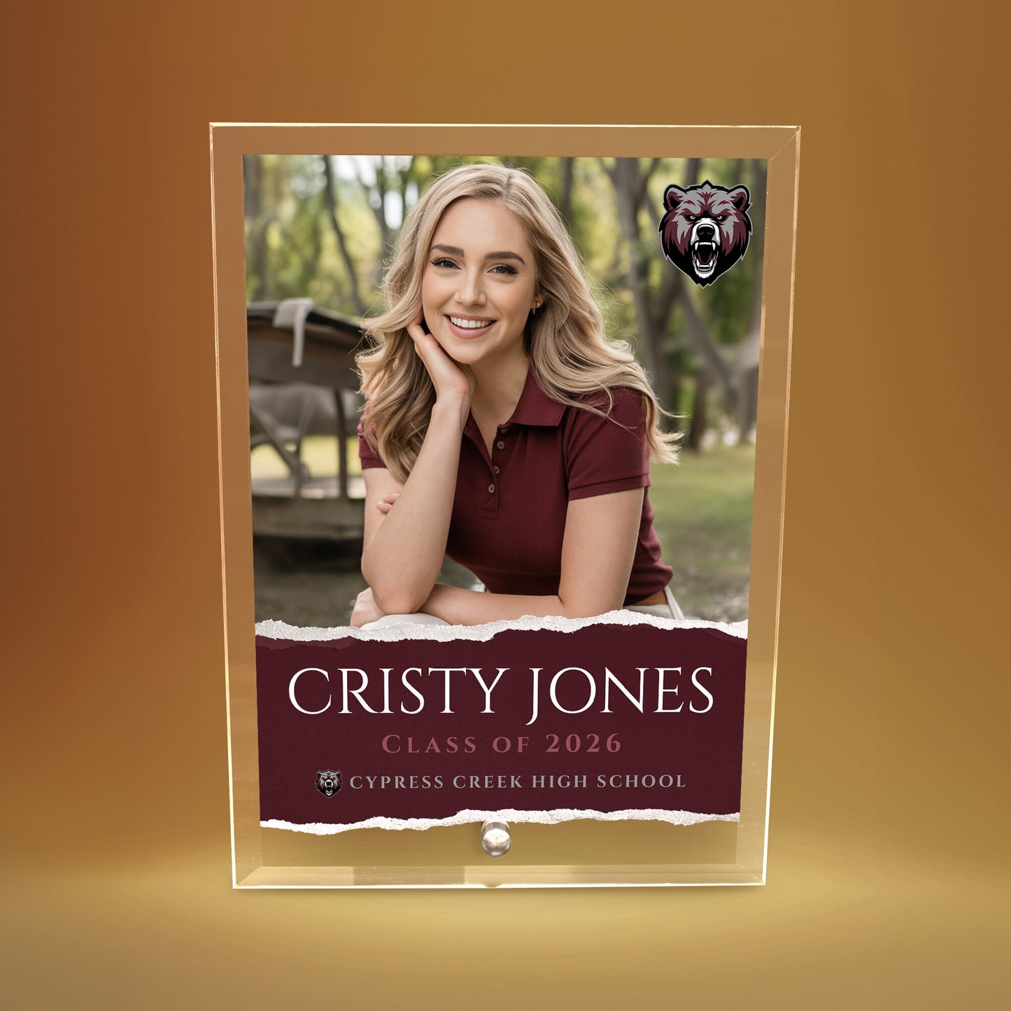 Cypress Creek High School Glass Plaque Design 3