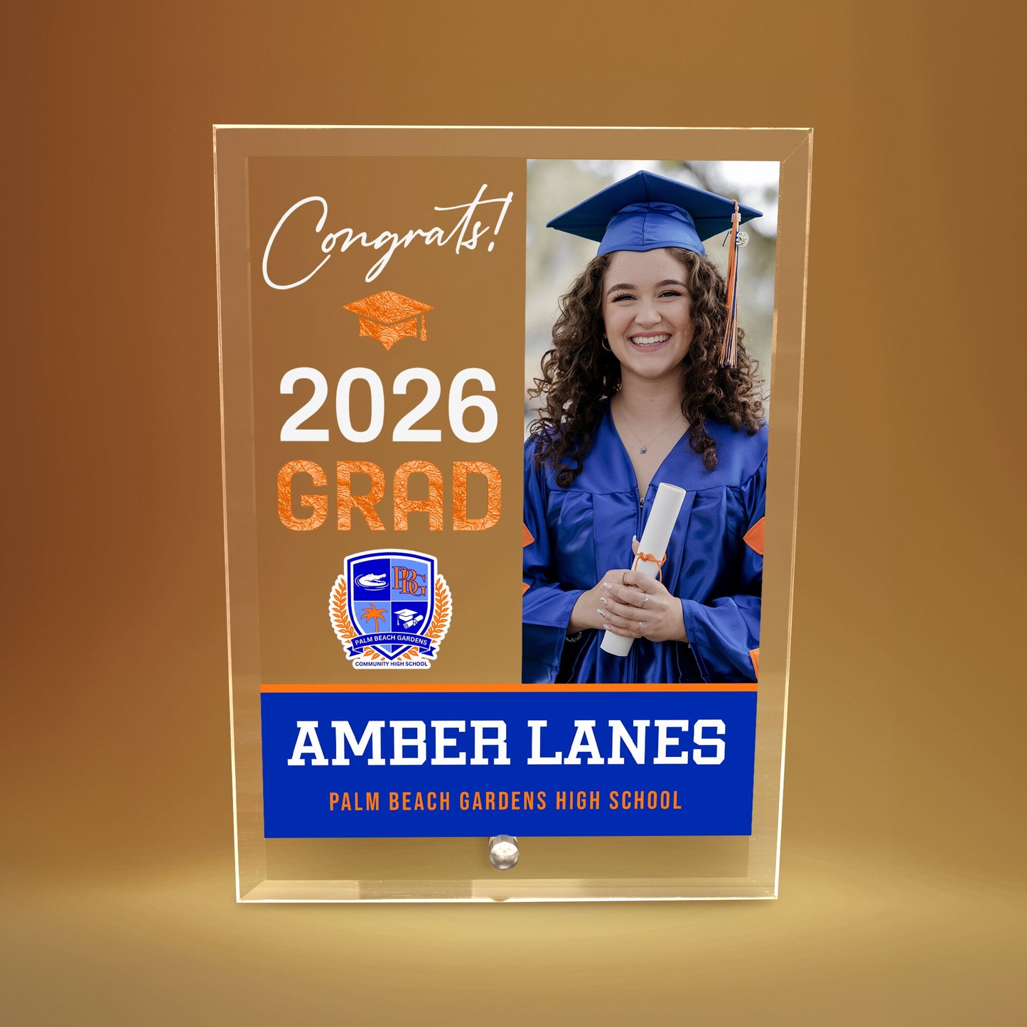 Palm Beach Gardens High School Glass Plaque Design 4