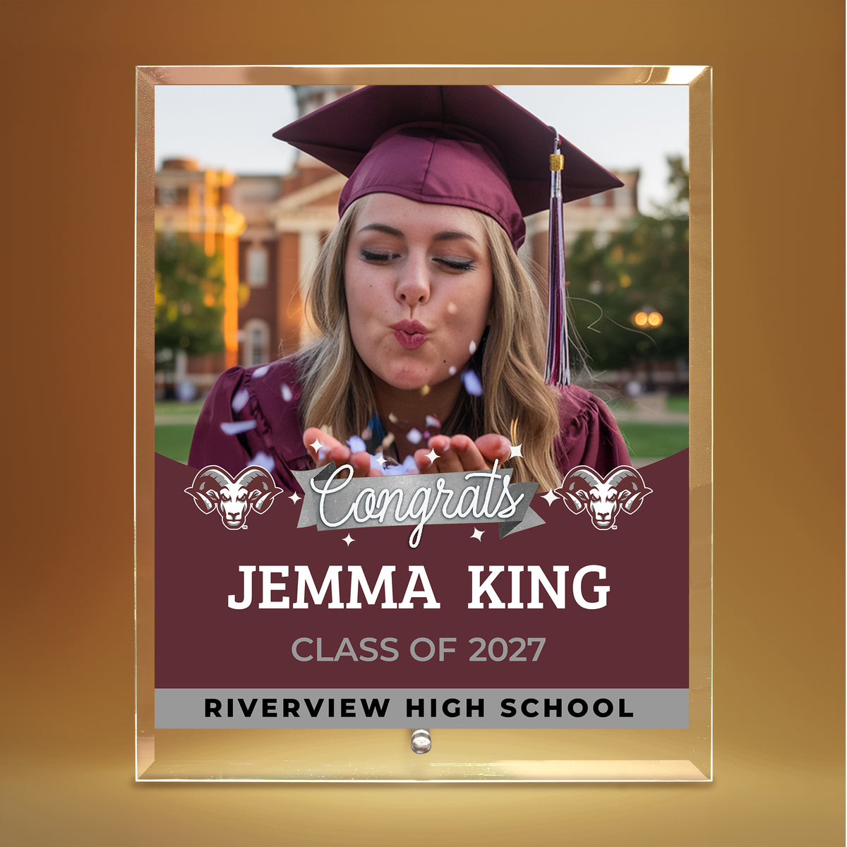 Riverview High School Glass Plaque Design 6