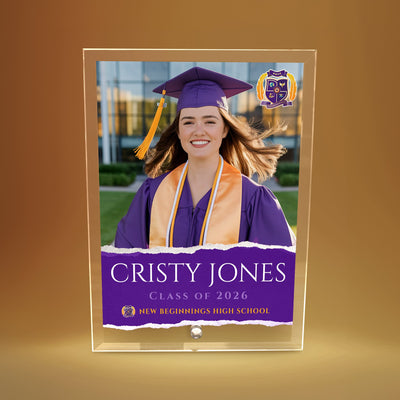 New Beginnings High School Glass Plaque Design 3