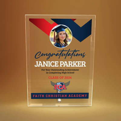 Faith Christian Academy Glass Plaque Design 1