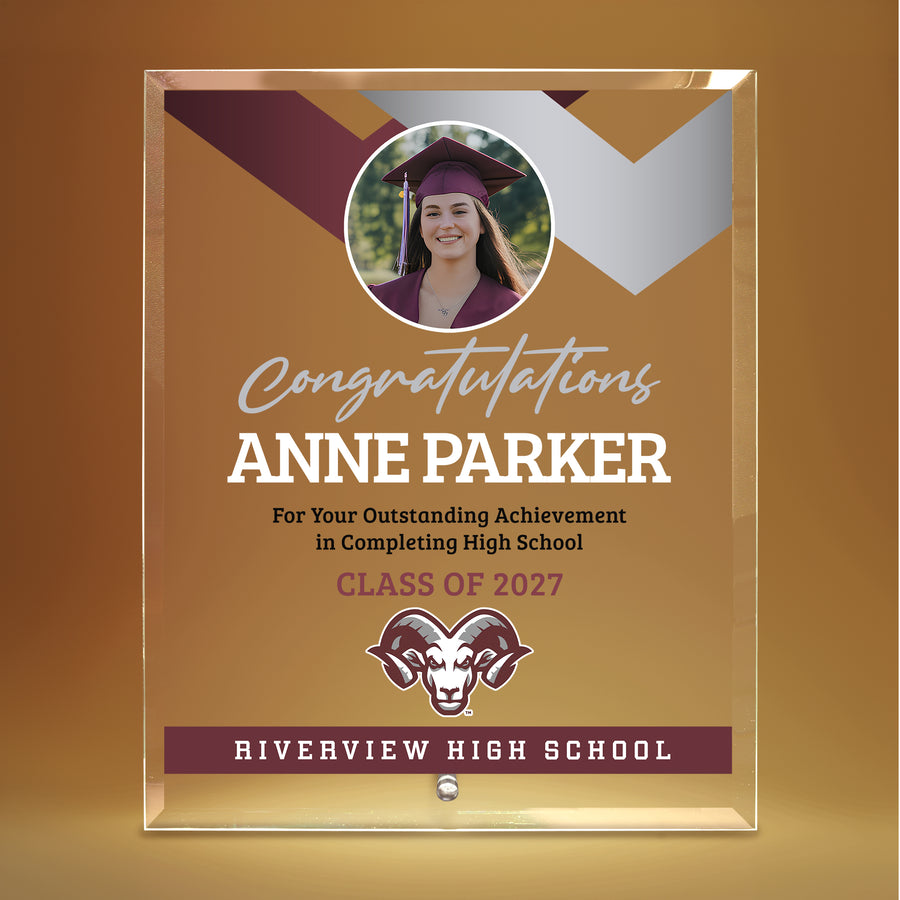 Riverview High School Glass Plaque Design 1