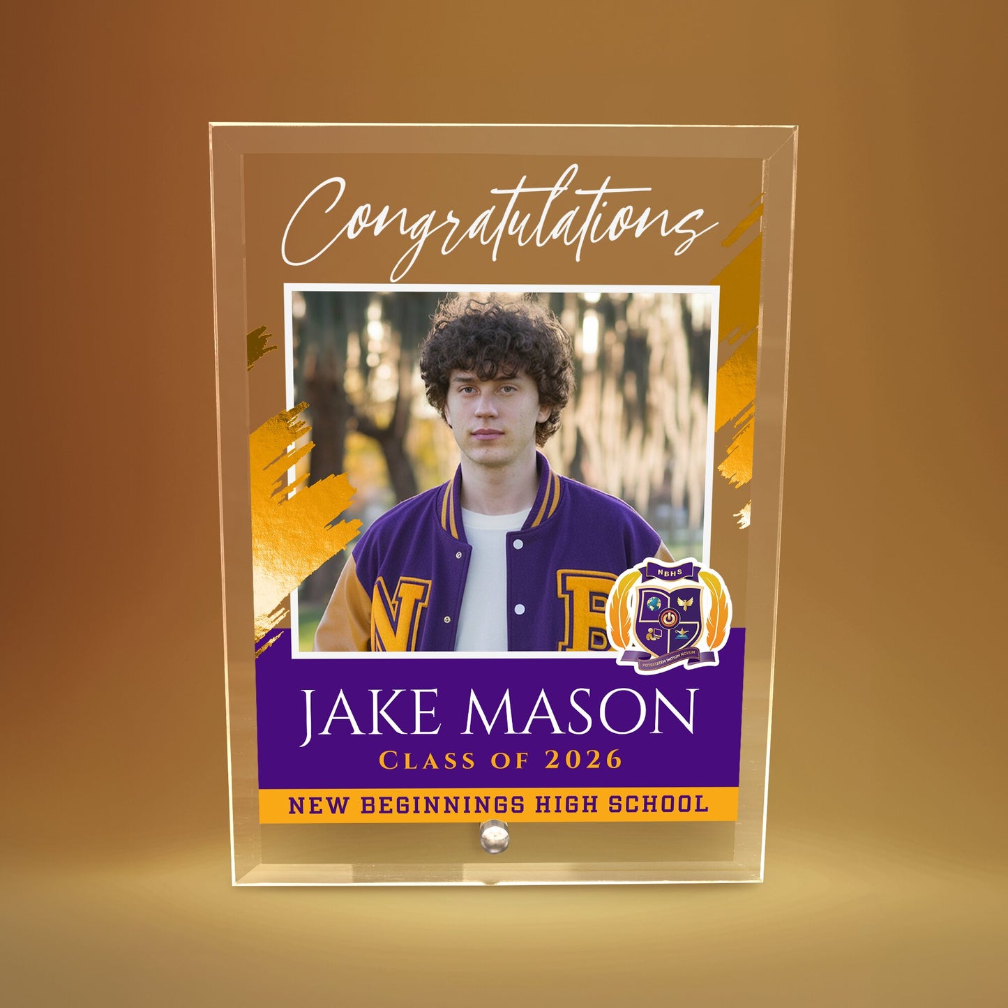New Beginnings High School Glass Plaque Design 5
