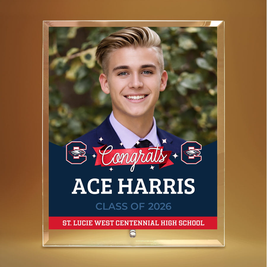 St. Lucie West Centennial High School Glass Plaque Design 6