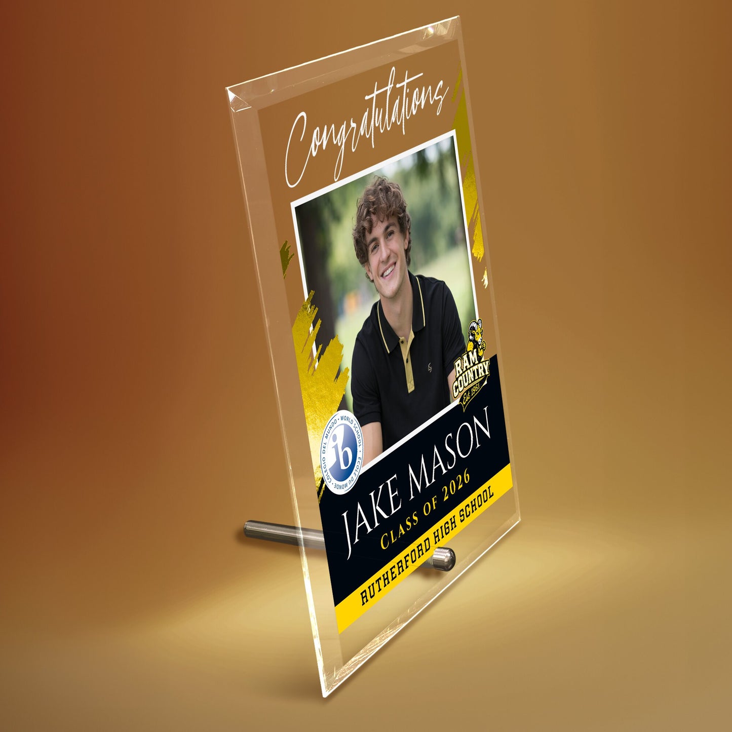 Rutherford High School Glass Plaque Design 5