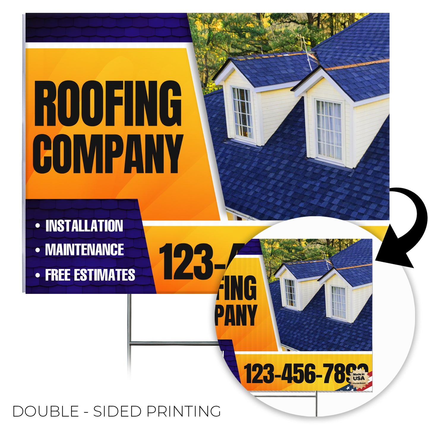 Roofing Services Yard Sign Design 5 -  BFS-RS-24x18-DS-D5-BFS-RS-24x18-SS-D5