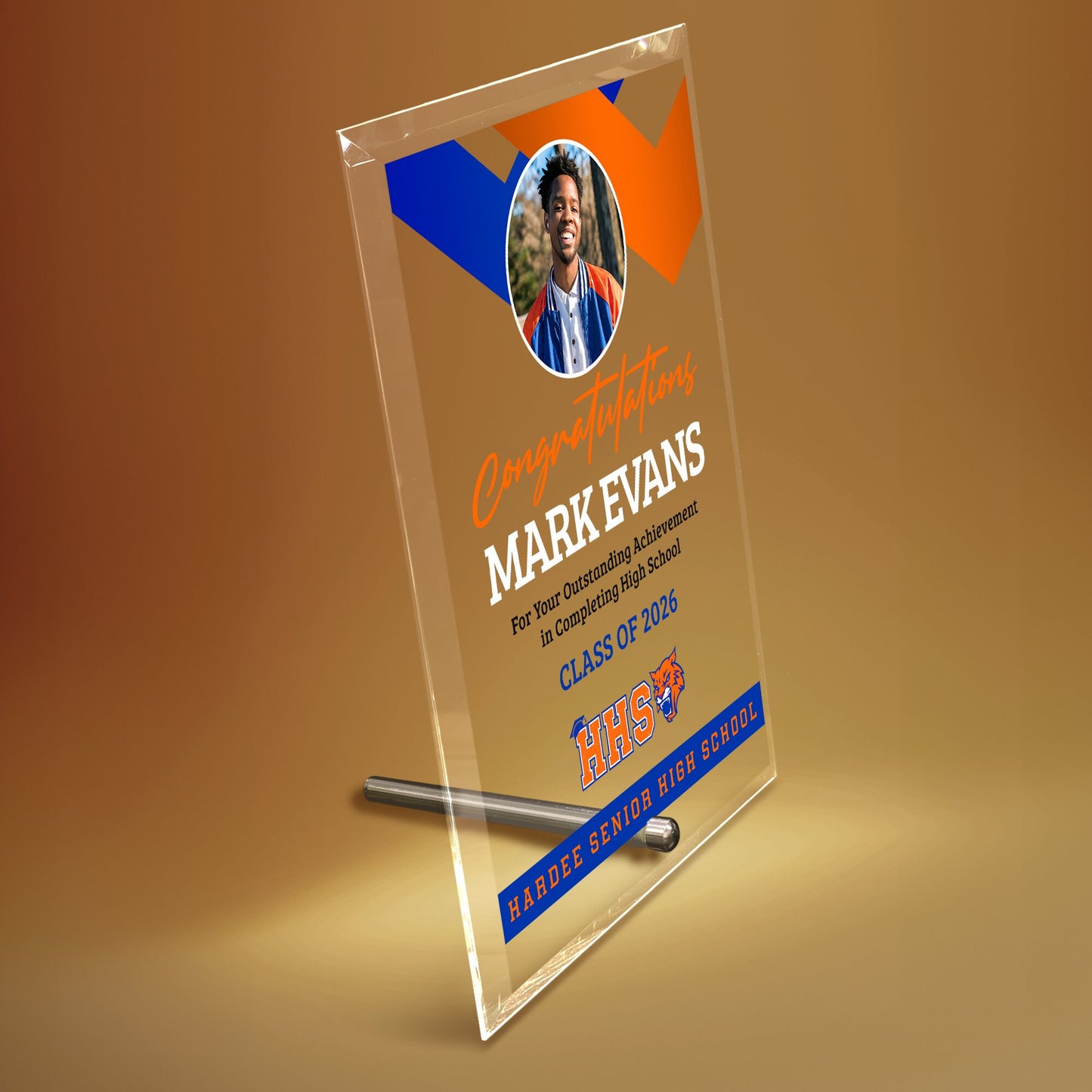 Hardee Senior High School Glass Plaque Design 1