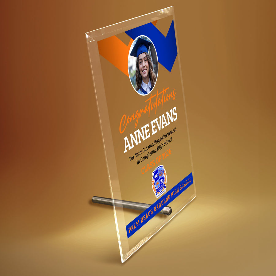 Palm Beach Gardens High School Glass Plaque Design 1