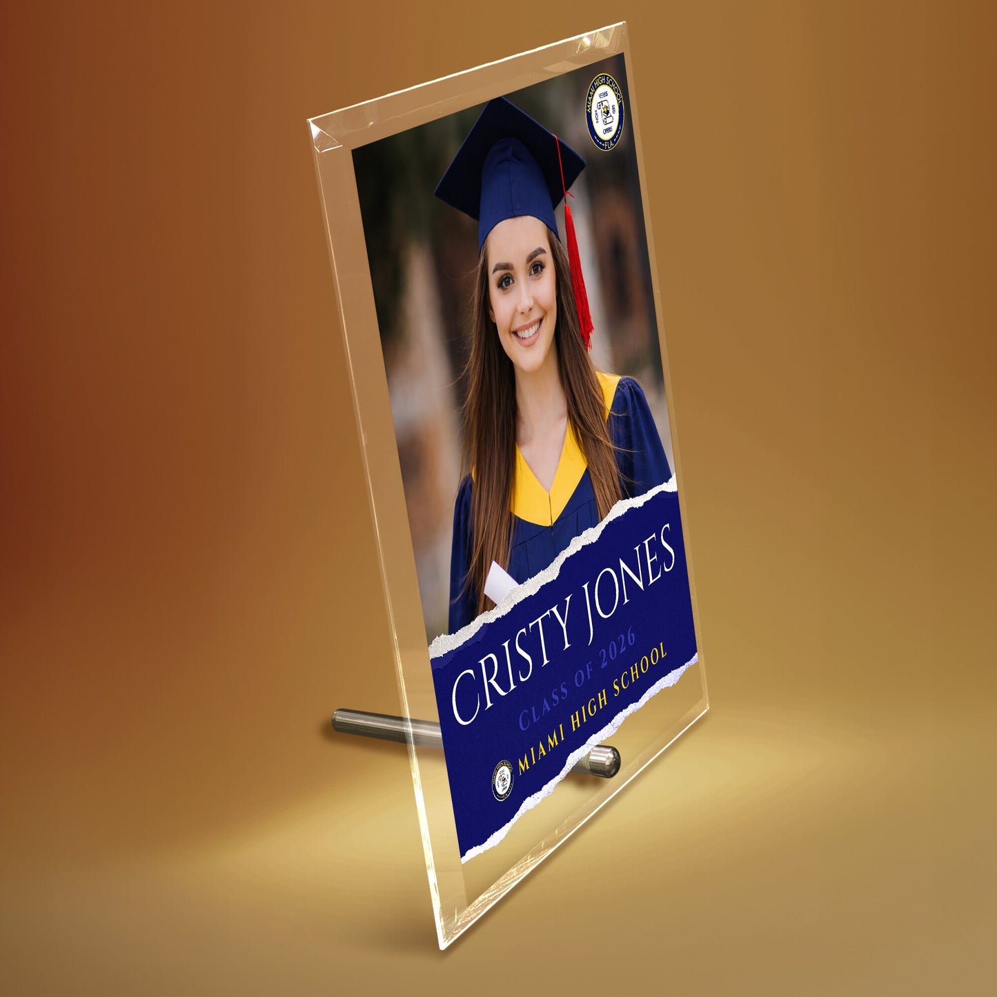 Miami High School Glass Plaque Design 3