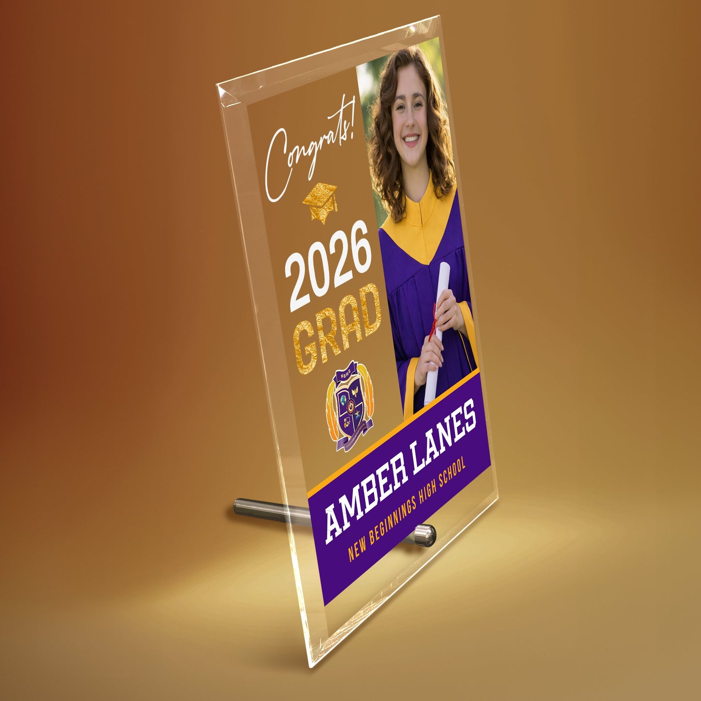 New Beginnings High School Glass Plaque Design 4
