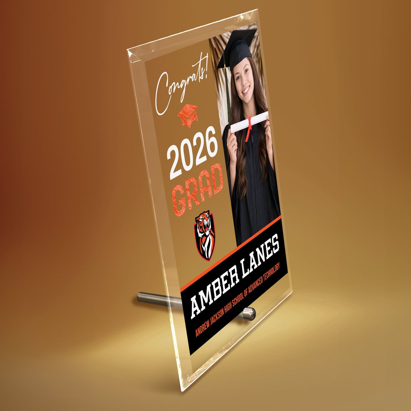 Andrew Jackson High School of Advanced Technology Glass Plaque Design 4