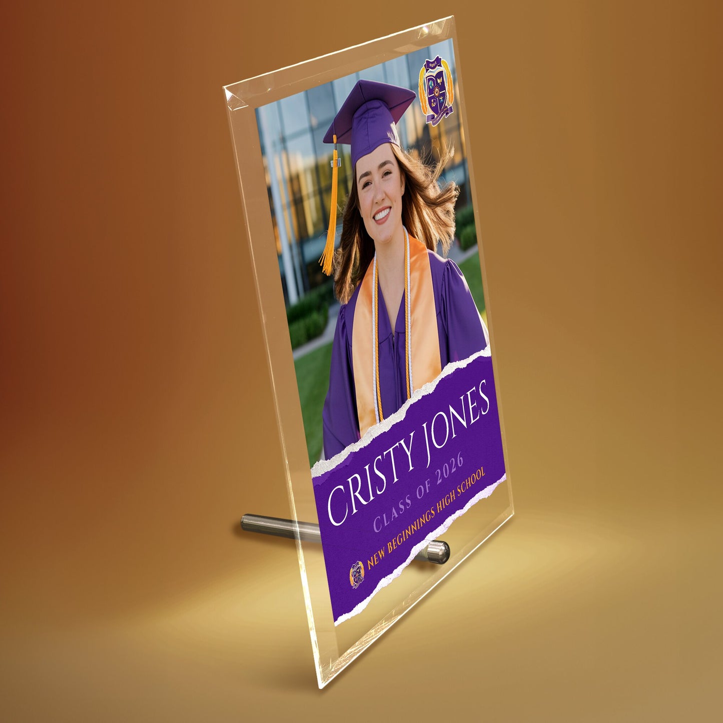 New Beginnings High School Glass Plaque Design 3