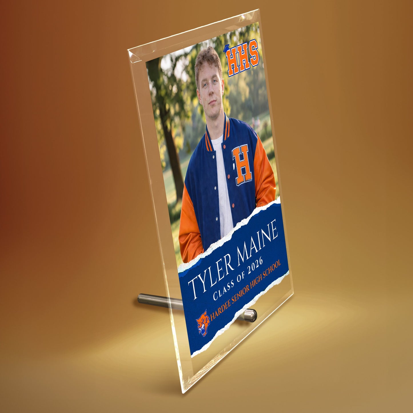 Hardee Senior High School Glass Plaque Design 3