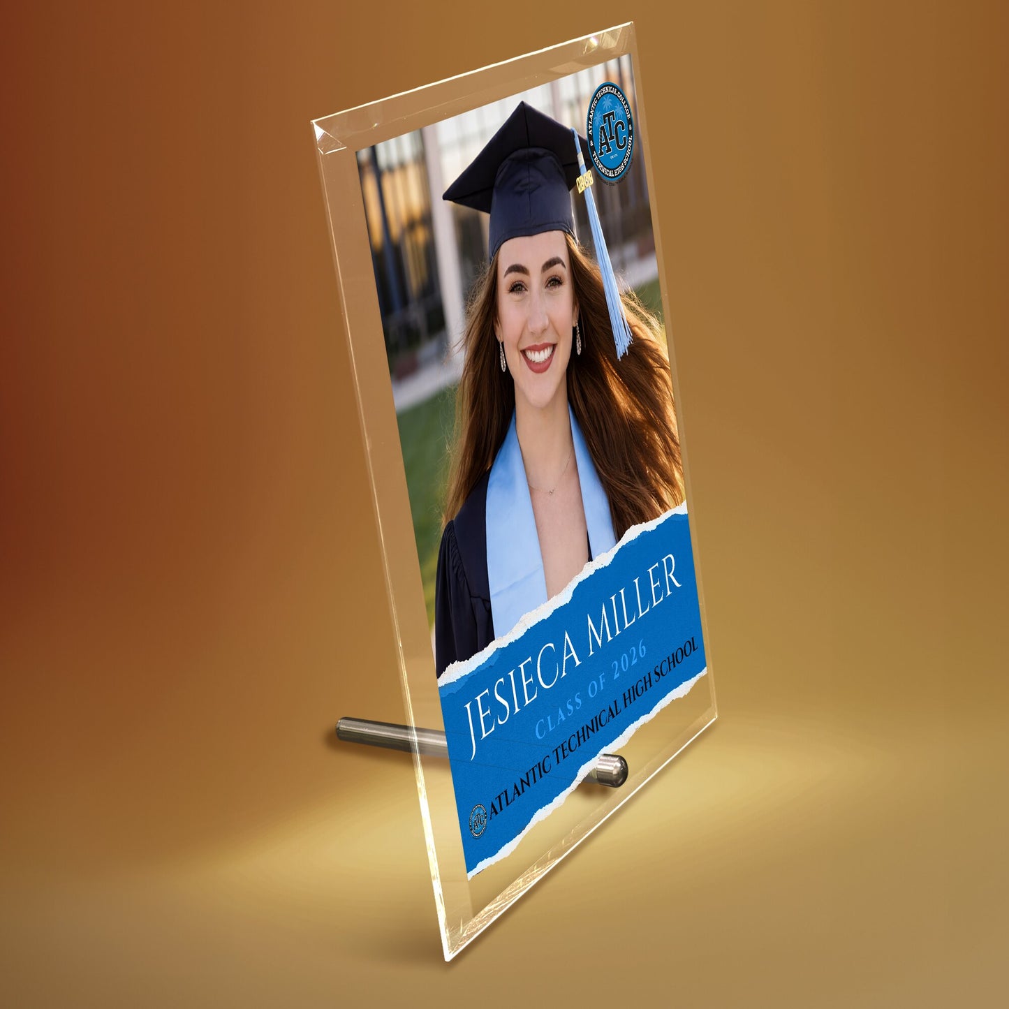 Atlantic Technical High School Glass Plaque Design 3