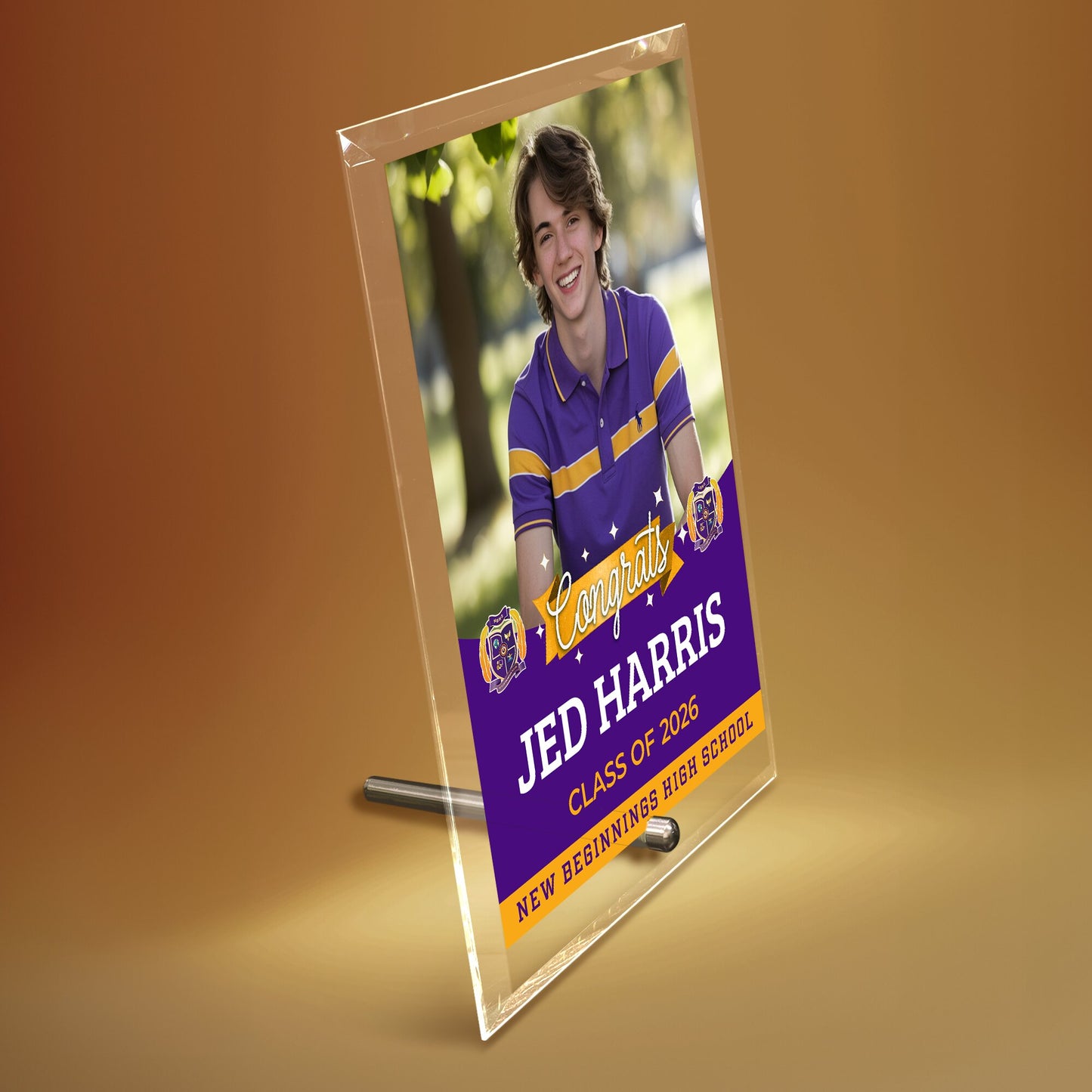 New Beginnings High School Glass Plaque Design 6