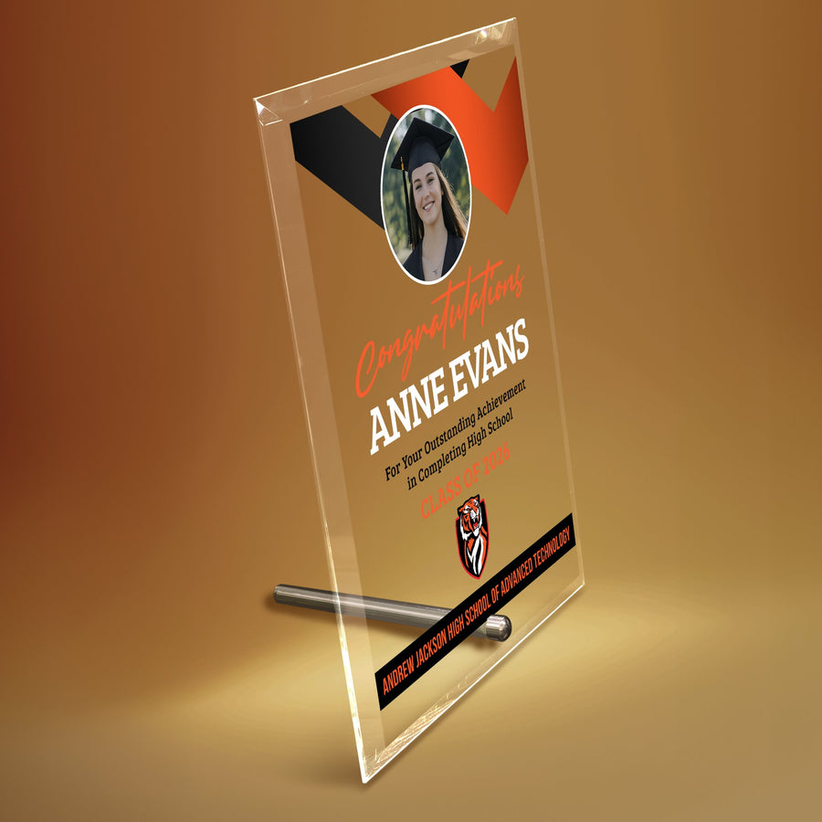 Andrew Jackson High School of Advanced Technology Glass Plaque Design 1