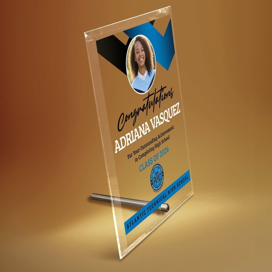 Atlantic Technical High School Glass Plaque Design 1