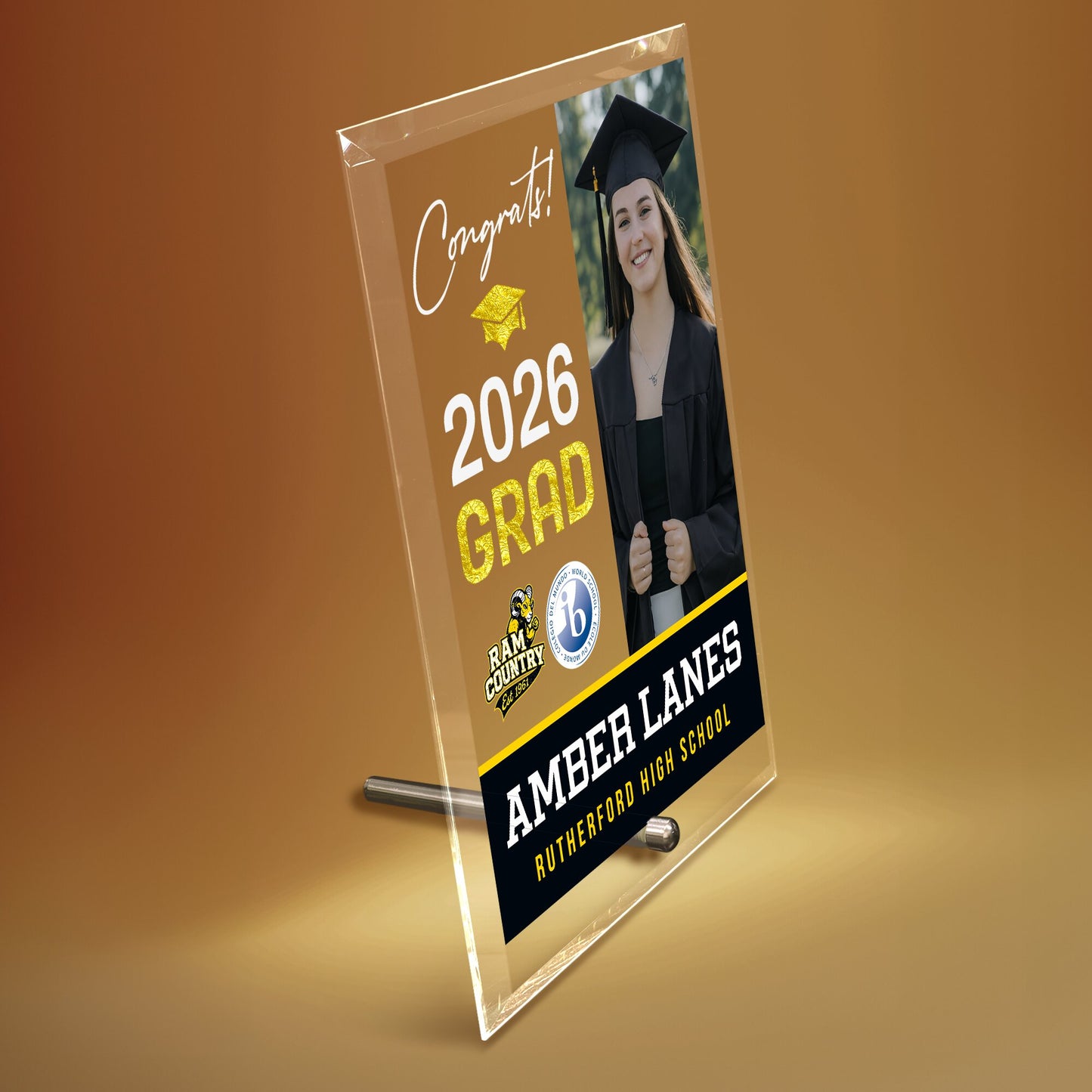 Rutherford High School Glass Plaque Design 4