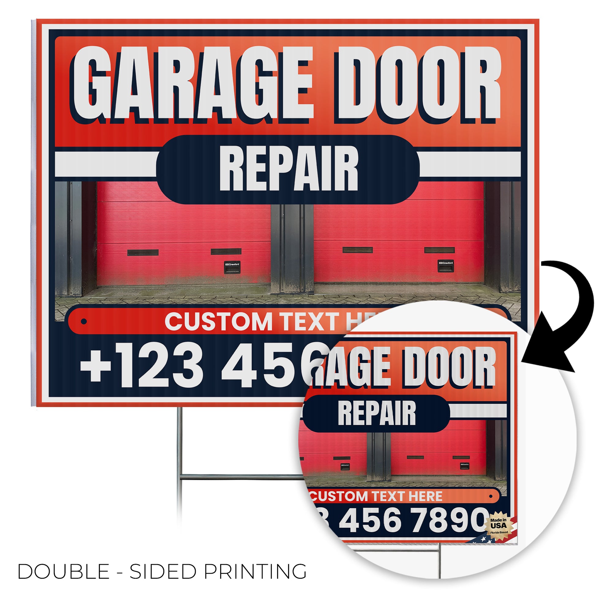 Garage Door Repair Yard Sign Design 2 -  BFS-GRGDR-24X18-DS-D2-BFS-GRGDR-24X18-SS-D2