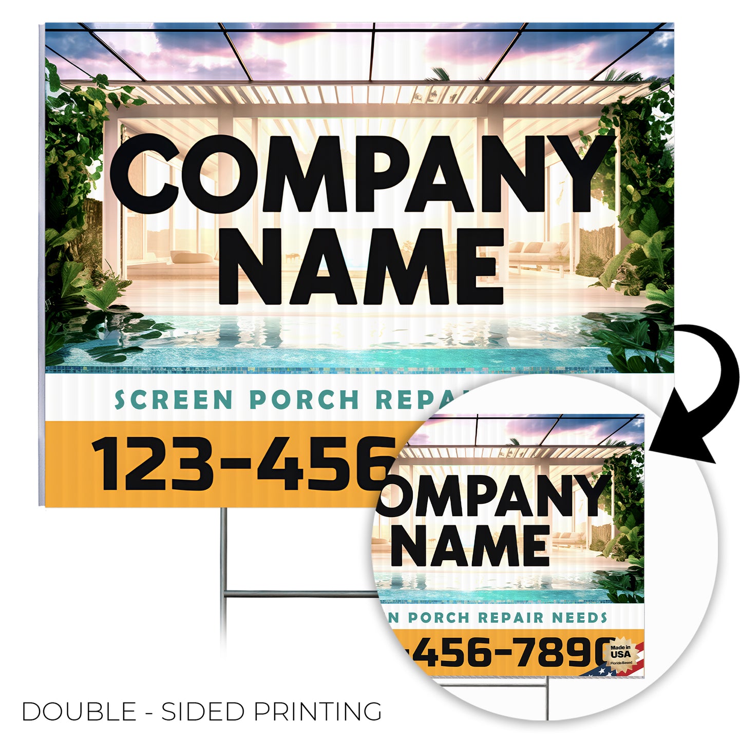 Screen Porch Repair Yard Sign D3 -  BFS-SP-24x18-DS-D3-BFS-SP-24x18-SS-D3