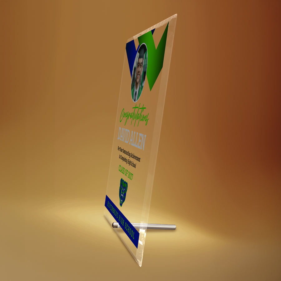 Riverbend High School Glass Plaque Design 1