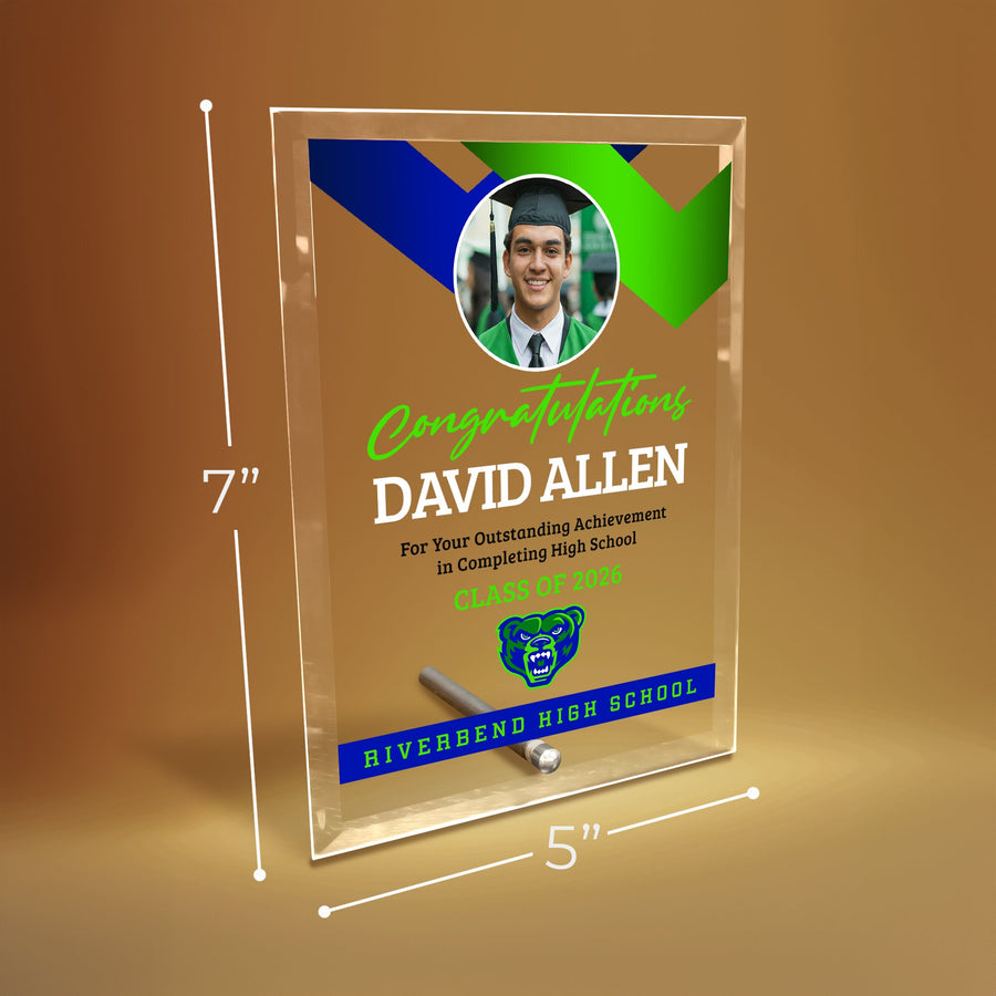 Riverbend High School Glass Plaque Design 1