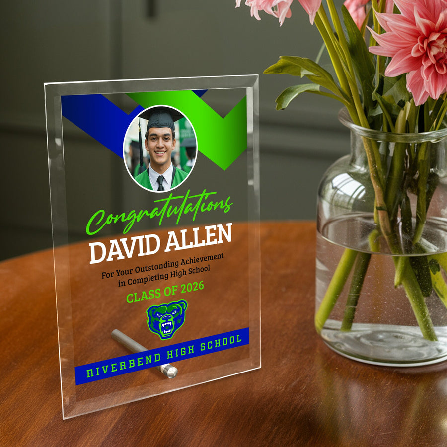 Riverbend High School Glass Plaque Design 1