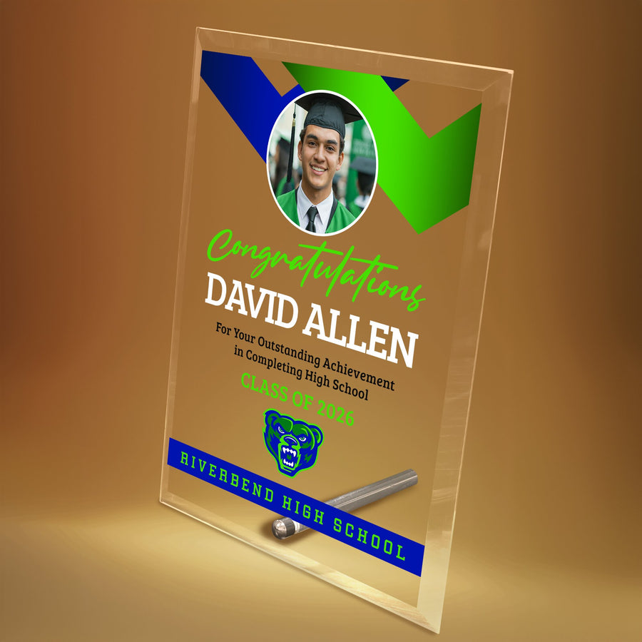 Riverbend High School Glass Plaque Design 1