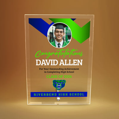 Riverbend High School Glass Plaque Design 1