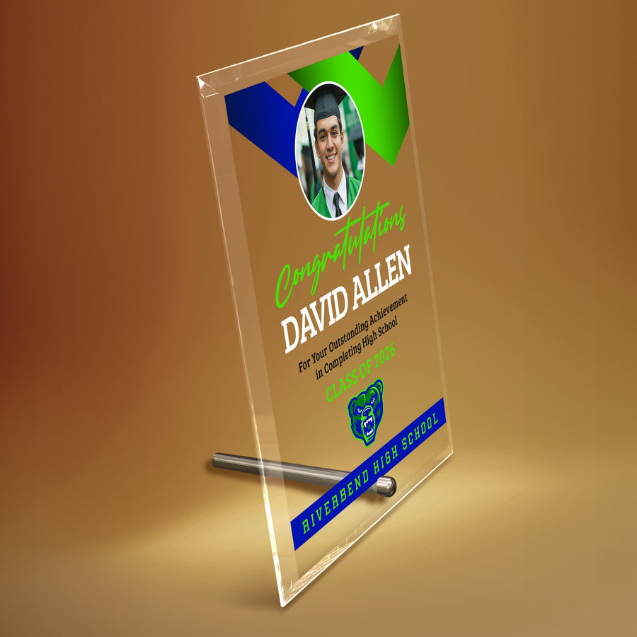 Riverbend High School Glass Plaque Design 1