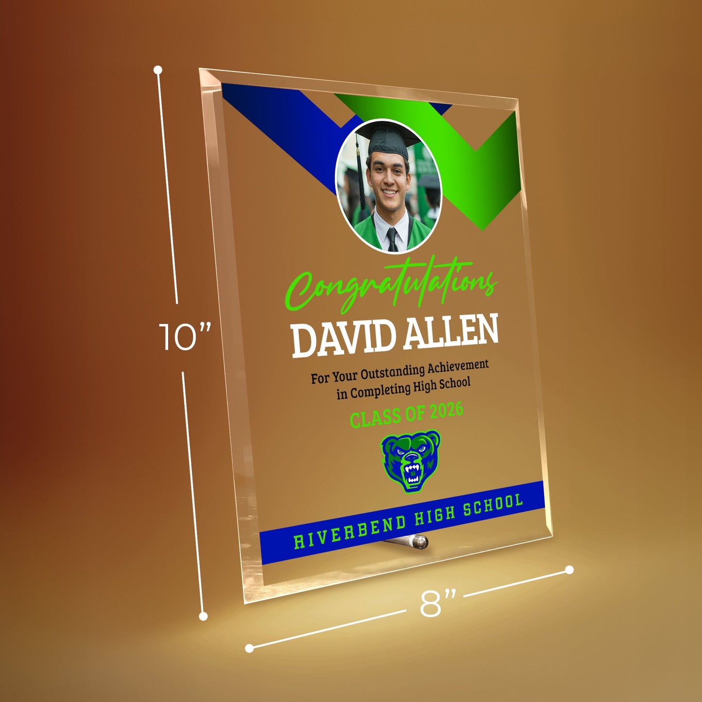 Riverbend High School Glass Plaque Design 1
