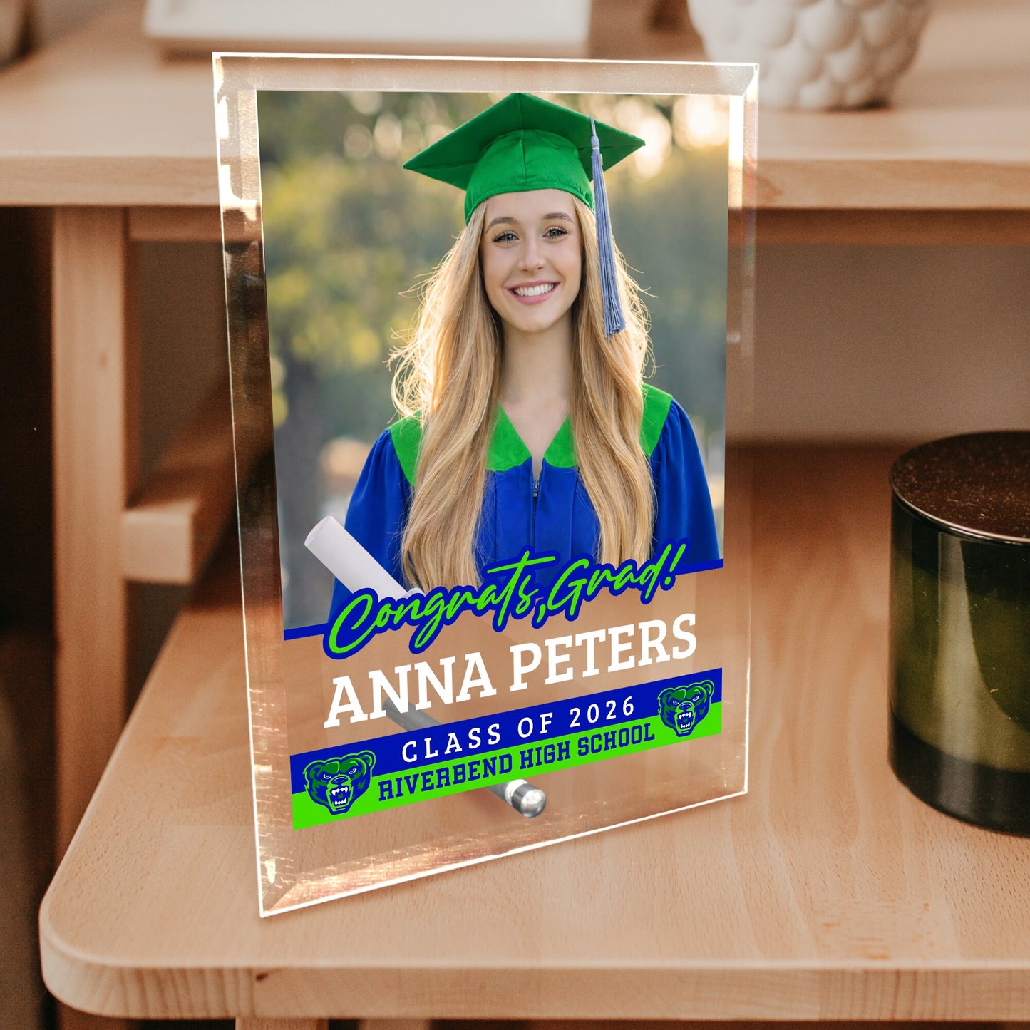 Riverbend High School Glass Plaque Design 2