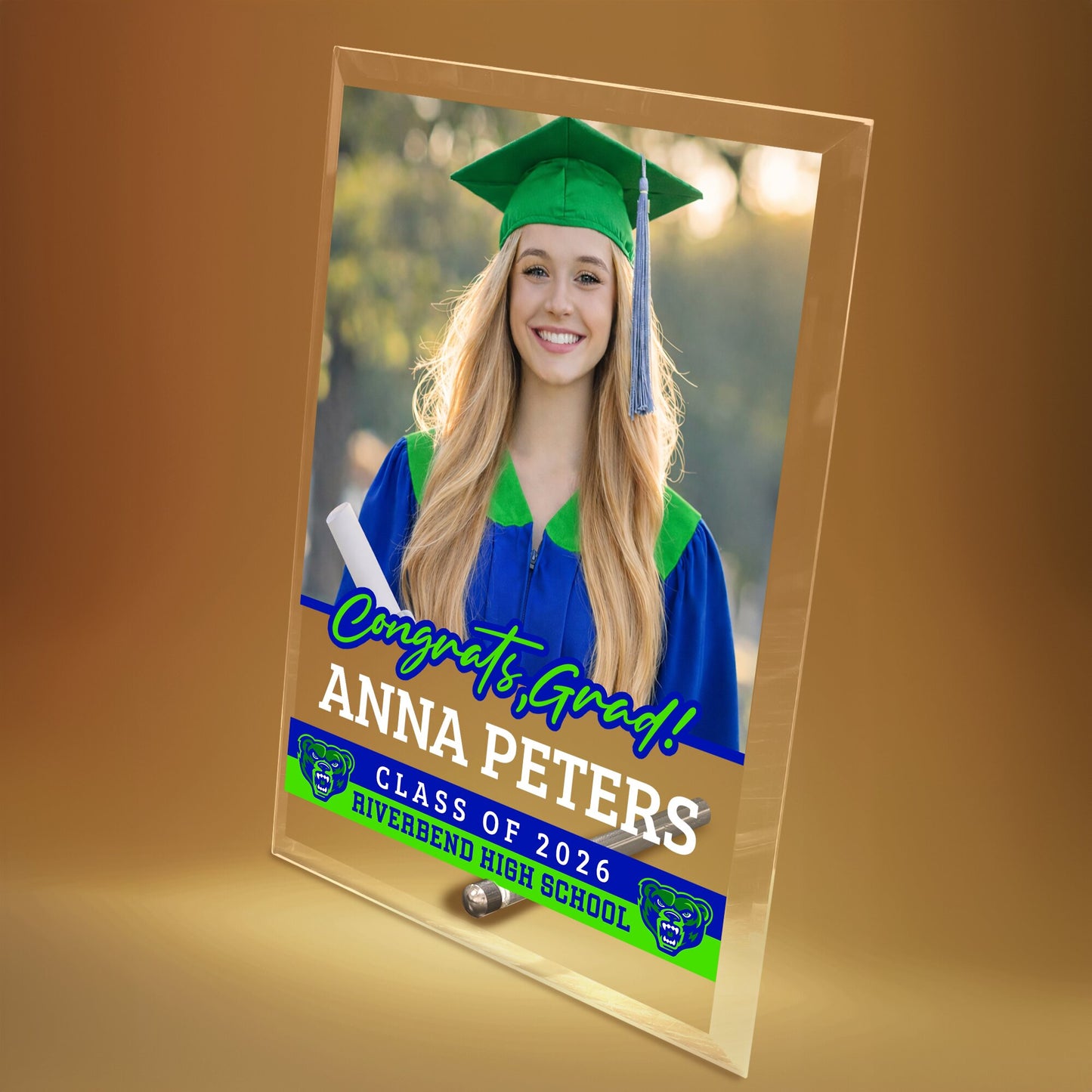 Riverbend High School Glass Plaque Design 2