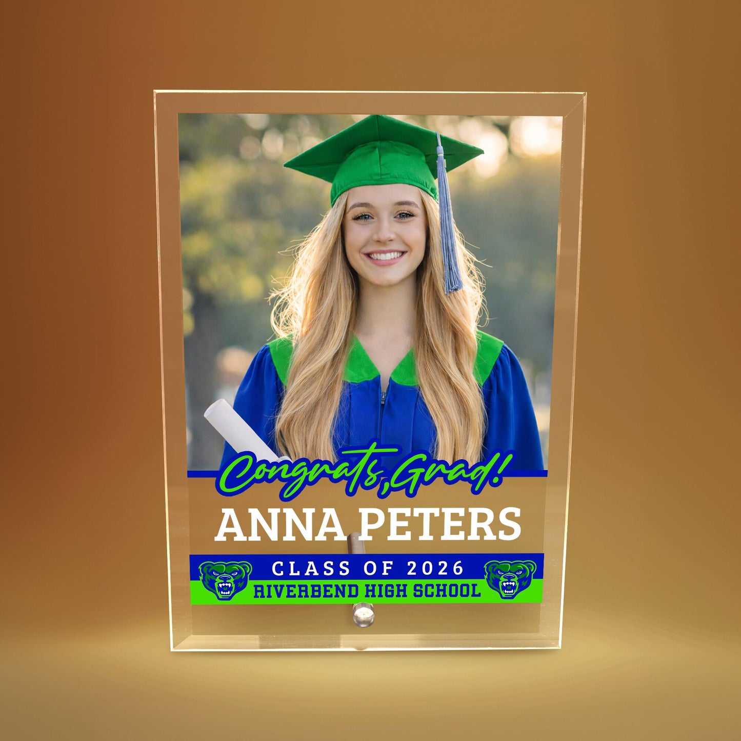 Riverbend High School Glass Plaque Design 2