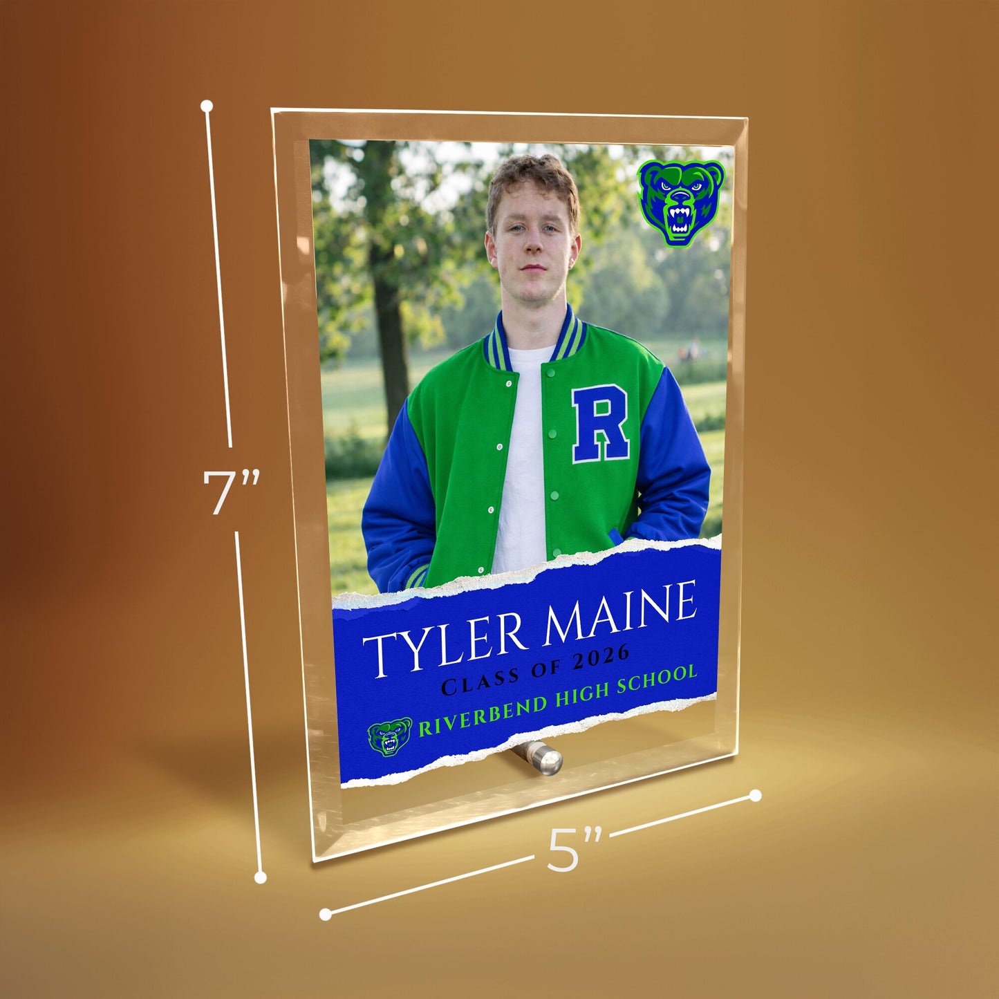 Riverbend High School Glass Plaque Design 3