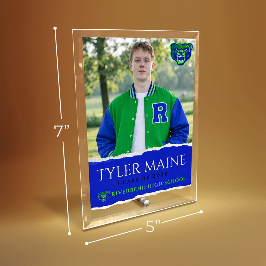 Riverbend High School Glass Plaque Design 3