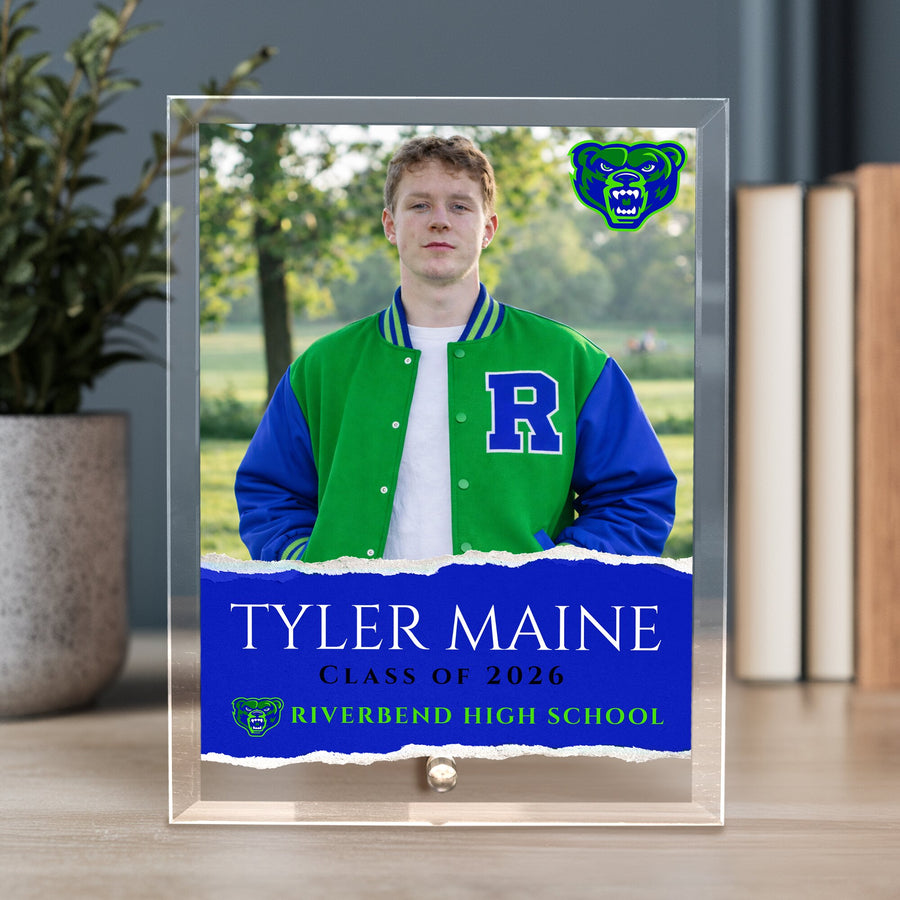 Riverbend High School Glass Plaque Design 3