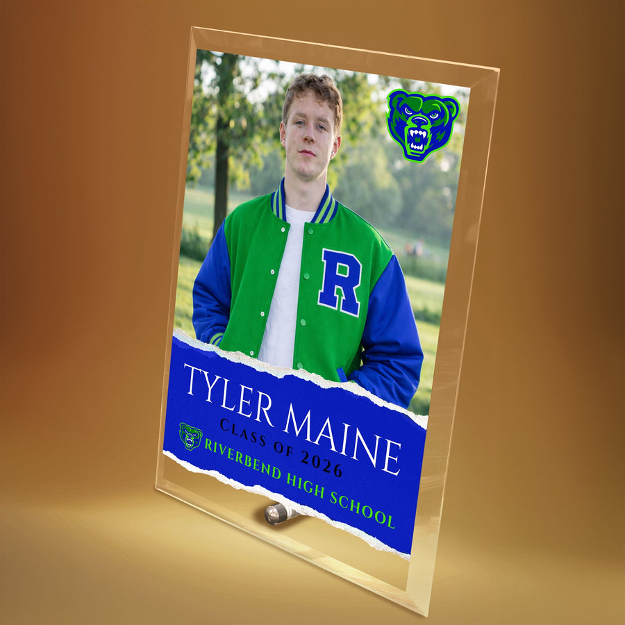 Riverbend High School Glass Plaque Design 3
