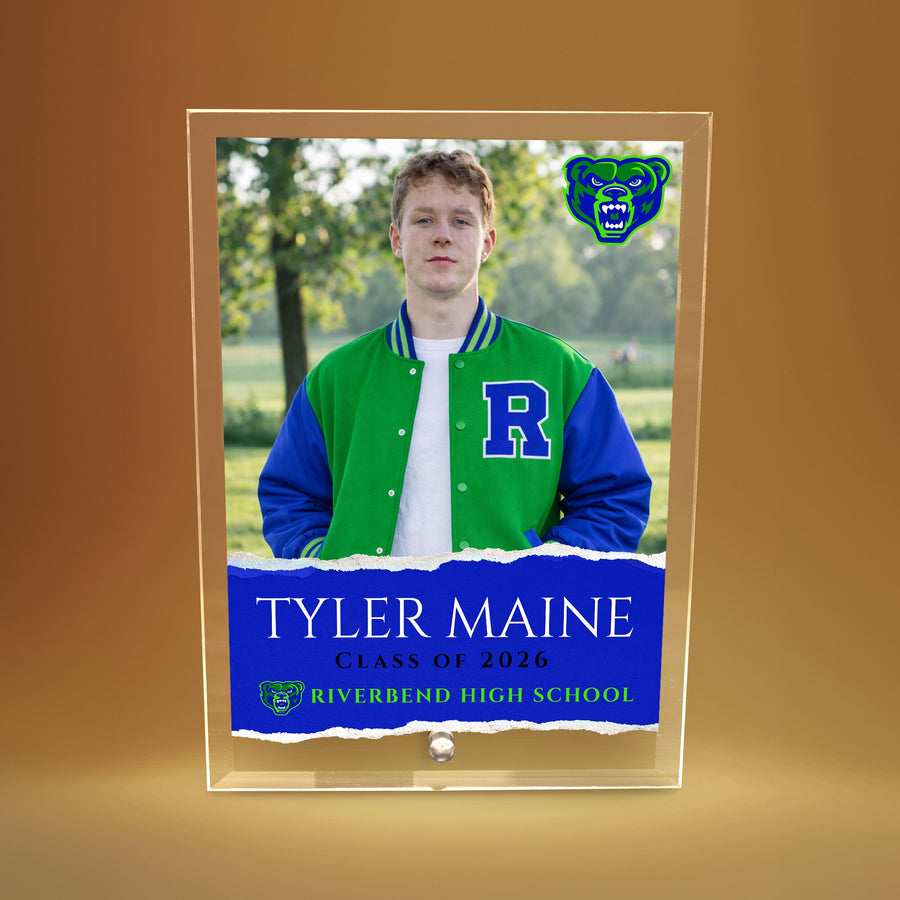 Riverbend High School Glass Plaque Design 3