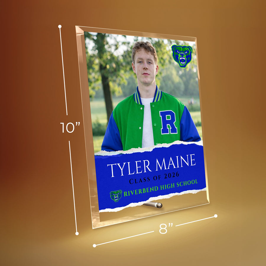 Riverbend High School Glass Plaque Design 3