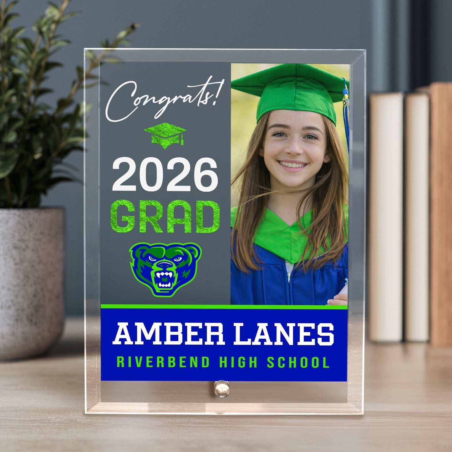 Riverbend High School Glass Plaque Design 4