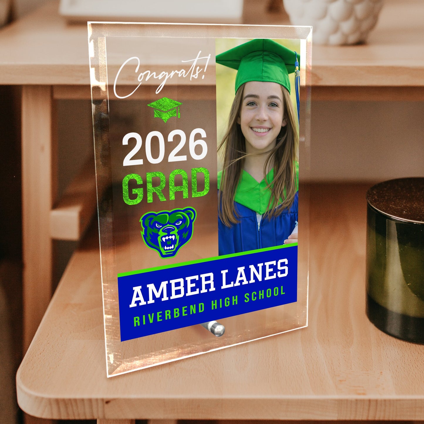 Riverbend High School Glass Plaque Design 4