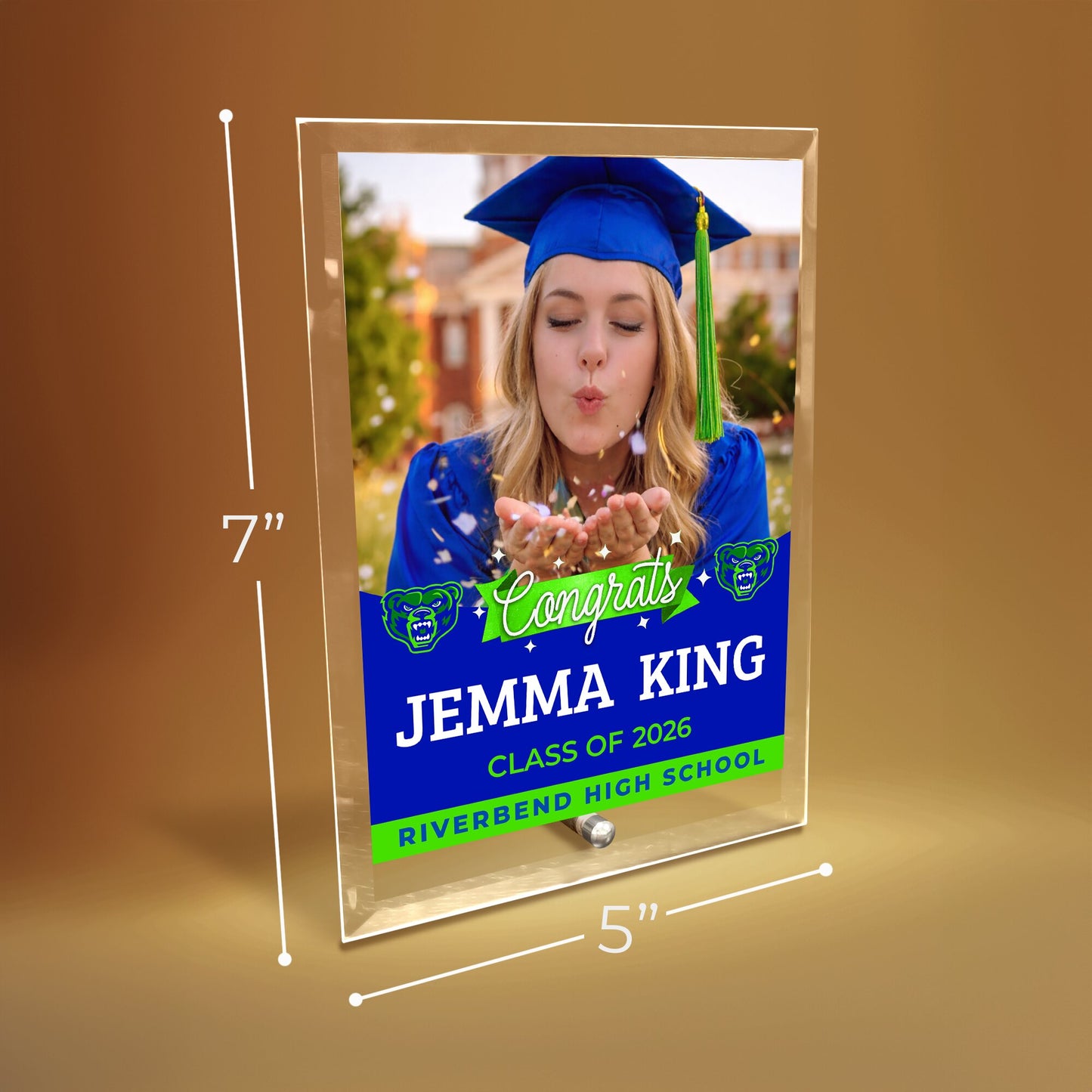 Riverbend High School Glass Plaque Design 6